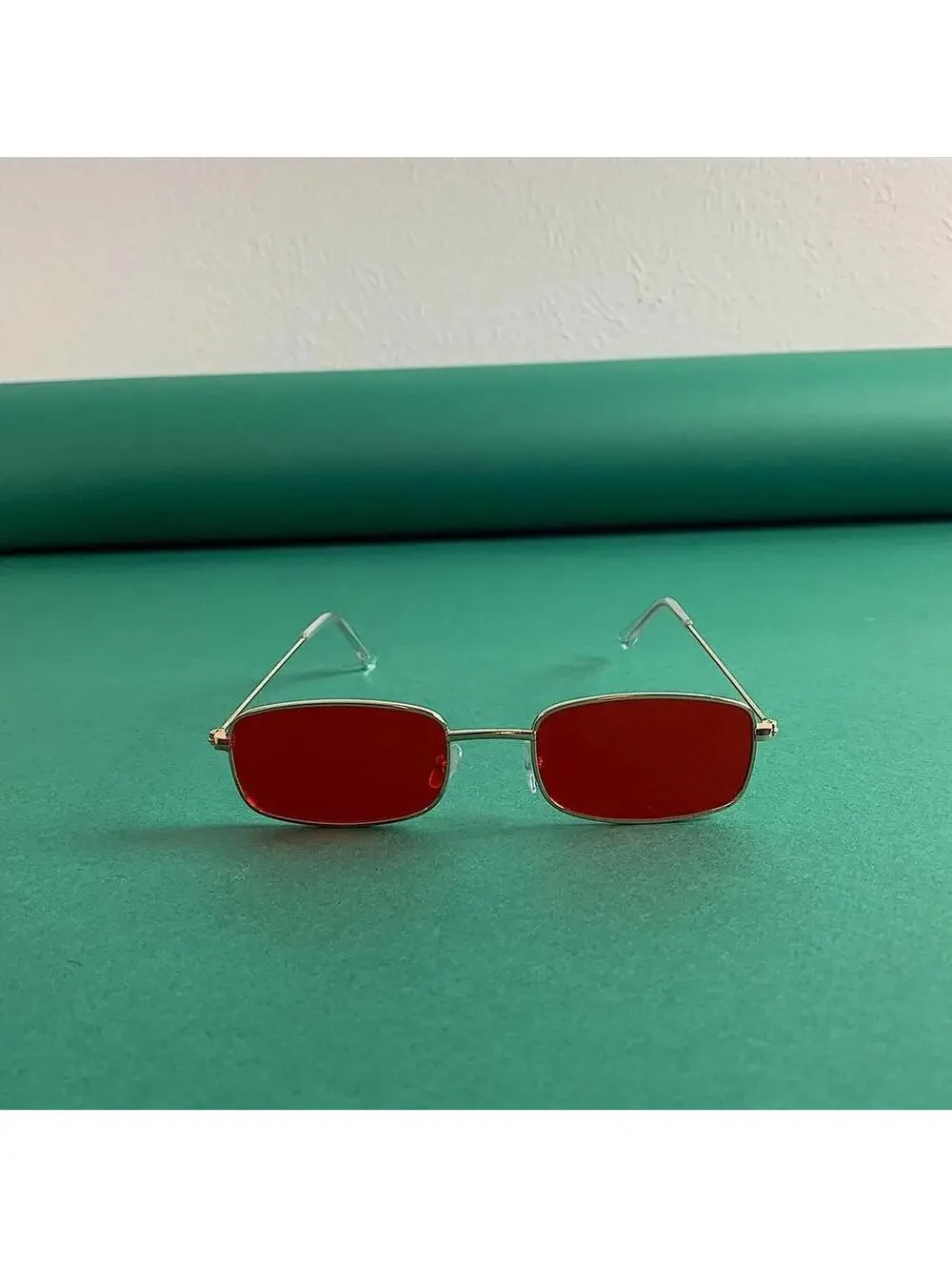 Y2k 90s 2000s vintage unique slim style gold trim sunglasses. Gold trim with